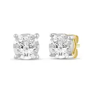 Solitaire Miracle Stud Earrings with 0.05ct of Diamonds in 9kt Yellow Gold