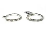 David Yurman Sterling Silver 1.25" Confetti Diamond Hoop Earrings NWT