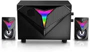 JSEIAJB Gaming Speakers Aux 3.5mm Stereo Surround Music RGB 2.1 Heavy Bass Sound Bar for Computer PC Loudspeakers