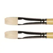 2x Winsor & Newton Artists Short Art Flat/Bright Paint Brush Hog Bristles Size 4