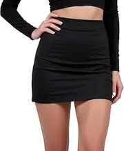 [WABUYAO] Black Mini Pencil Skirt, Women's Black Mini Skirt Elastic Waist, Stretchy Short Black Skirt for Ladies Sexy Casual Daily Wear (AU, Alpha, Large, Regular, Short, Black)