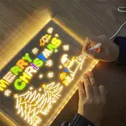 LED Note Board, Glowing Acrylic Message Marker Board with Light, Board Note Illuminated White Board (5.9 x 5.9In) Transparent
