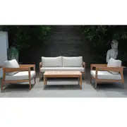 Caledonia 2+1+1 Outdoor Teak Timber Lounge Setting with Coffee Table - Outdoor Teak Lounge
