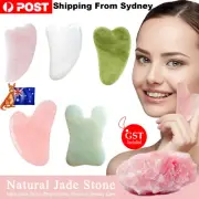 Natural Rose Quartz Facial Jade Gua Sha Stone Beauty Massage Tool Face Massager