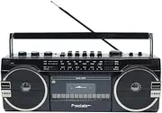 Portable Bluetooth Cassette Player Retro Boombox AM/FM Radio Black PA-4000-BLK Black