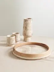 [Brunello Cucinelli] Brunello Cucinelli - Stone And Wood Tray, Carafe And Cups Set - Neutral - One size One size Neutrals