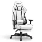 Gaming Chair, Ergonomic Computer Chair with Footrest and Lumbar (White)