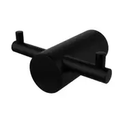 ACA Robe Hook Clothes Holder Wall Mounted Hanger Double Towel Rack Black