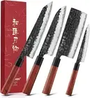 HEZHEN Kitchen Knife Set 4PCS, Clad Steel Chef Knife Nakiri Forged Steel Santoku
