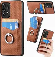 Compatible with Samsung Galaxy A73 5G Case,Compatible with Samsung Galaxy A73 5G SM-A736 [PC+TPU+PU] Card Holder Kickstand Phone Cover Brown