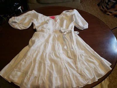 Lilly Pulitzer Iralee 10 Resort White Linen Lined Wrap Dress. NWT. MSRP $238.
