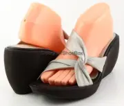 $250 DONALD J PLINER PLS 60 Silver Metallic Leather Designer Sandals Wedges 10