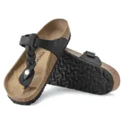 BIRKENSTOCK GIZEH BRAIDED FLIP-FLOPS WITH OILED LEATHER BLACK