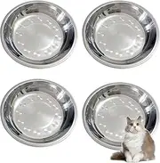 RMNHPTK Shallow Cat Food Bowls Dishes, Stainless Steel Cat Bowls Whisker Relief Wide Shallow Cat Bowl Pet Basic Bowls for Cat (4 Pack, 6.14 in)