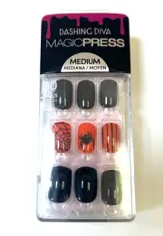 Dashing Diva Magic Press On Nails Medium Halloween Spider Web Black