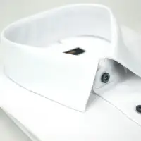 在飛比找momo購物網優惠-【金安德森】白色斜紋黑釦吸排窄版長袖襯衫
