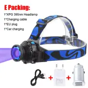 UV LED Headlamp Blacklight Flashlight Head Light Build-in Rechargeable Battery