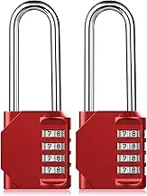 Combination Padlock Heavy Duty Lock - 2 Pack BeskooHome 6.5cm Long Shackle Lock 4 Digit Resettable Combination Lock for School, Gym, Outdoor Shed Locker, Hasp Cabinet, Gate (Red)