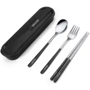 INKULEER Travel cutlery set 18/8 stainless steel cutlery Reusable utensils se...