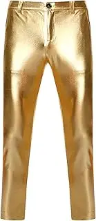 [Generic] Men's Metallic Disco Pants Night Club Pants Mens 70s/80s Shiny Party Outfit Rave Pants