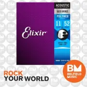 Elixir 11025 Acoustic Guitar Strings Polyweb Custom Light 11-52 80/20 A-PW-CL