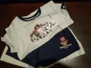 Patriotic USA cat dog monkey Red White And Blue 3 pc Short Set Youth Large Girls