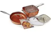 Copper Chef Pro 7 Piece Heavy Duty Cookware Set Induction Non Stick Recipes NEW