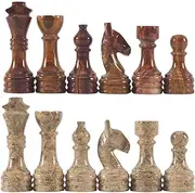 RADICALn Marble Big Board Games Complete Chess Figures - Suitable for 16 - 20 Inches Chess Board - Antique 32 Chess Figures Set - Completely Marble Handmade Non-Wooden Chess Pieces (redandcoral)