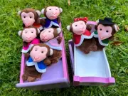 7Pcs Five Little Monkeys Jumping on Bed Finger Puppets Educational Kid Nursery