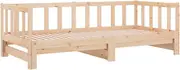 vidaXL Day Bed with Pull-Out Trundle in Single Size - Solid Pinewood Structure, Versatile Placement, Rustic, Natural Brown Wood