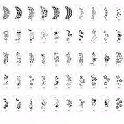 Earssa 50pcs Face & Body Painting Stencils Reusable Flower Stars Animal Tattoo Stencils for Makeup Holiday Halloween Party Art Painting, Translucent