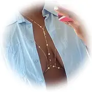 [Eyraevor] Sexy Sequins Gold-toned Bra Body Chains Layered Harness Bralette Bikini Body Jewelry Boho Summer Beach Nightclub Waist Belly Chain (Gold), One Size, Alloy, No Gemstone
