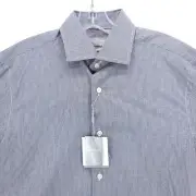 NWT Hickey Freeman Contemporary Fit Shirt Mini Check Black PIMA Cotton 15 34/35