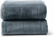 [Sunbeam] Extra Warm Weighted Blanket | 6.8kg | Reversible Plush Velvet/Microfiber with Arm Slits | 54” x 73” | Charcoal Grey