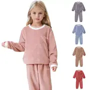 Boys Girls Flannel Clothes Set Sweatshirt Top And Pants Teen Girls Fashion