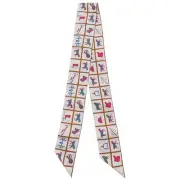 Hermes Scarf Twilly Silk White Couvertures Et Tenues/Horse Wear Used