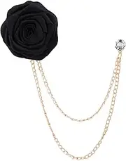 [Stringex] Fashion Bridegroom Wedding Brooches for Men Women Rose Flower Tassel Chain Brooch Pin Fabric Floral Brooch Lapel Pin Clothing Jewelry Accessories, Large, Metal, no gemstone