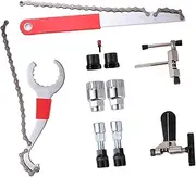 1 Set Bicycle Repair Tool Kit Bottom Bracket Remover Freewheel Turner Chain Breaker Crank Extractor Tool for Mountain and Road Bikes Silver Black