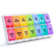 AM PM Weekly Pill Organizer 2 Times A Day, Large Daily Pill Box Case 7 Day wi...