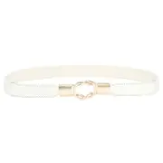 Women Skinny Belt for Dresses Retro Stretch Ladies Waist Belt- White