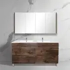 1500mm Freestanding Bathroom Vanity Dark Oak Cabinet 4 Drawers Qubist Vanity