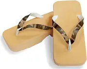 Hajime(一歩) [One Step] [Hajime] Geta Geta Clogs, Soft and Water Resistant, Made of Sponge, 10.6 inches (27 cm), BE/Camouflage x Tea, Camouflage x Brown (May Sai x Brown/27), Maisai × Brown, 27.0 cm