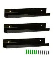 3 Pack Vinyl Record Wall Mount Holder-12 Inch Black Acrylic Shelf For Vinyl