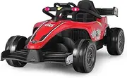 HONEY JOY Kids Ride On Car, 12V Electric Racing Truck w/Remote Control, Spring Suspension, Music, LED Lights, USB Port, Children Ride on Motorized Vehicle Toy for 3-7 Years Old (Red)