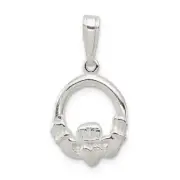 Sterling Silver Claddagh Charm 0.6 x 1.1 in