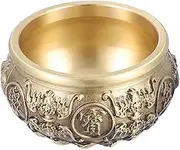 HOOTNEE Brass Treasure Basin Decor Vintage Wealth Bowl Adornment for Home Office Retro Design Feng Shui Centerpiece for Spring Festival Celebrations
