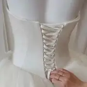 157.48 Inch Satin Tie Back Lace Up for Wedding Dress Strap Zipper Replacement