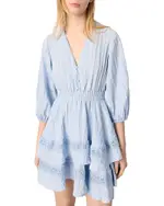 Maje Dress with Ruffles and Lace Details