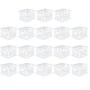 Sterilite Stackable Plastic Storage Open Crate Bin Organizer Box, White, 18-Pack