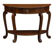 Emilie Cabriole Leg 1 Drawer Half Round Entry Table (Mahogany)